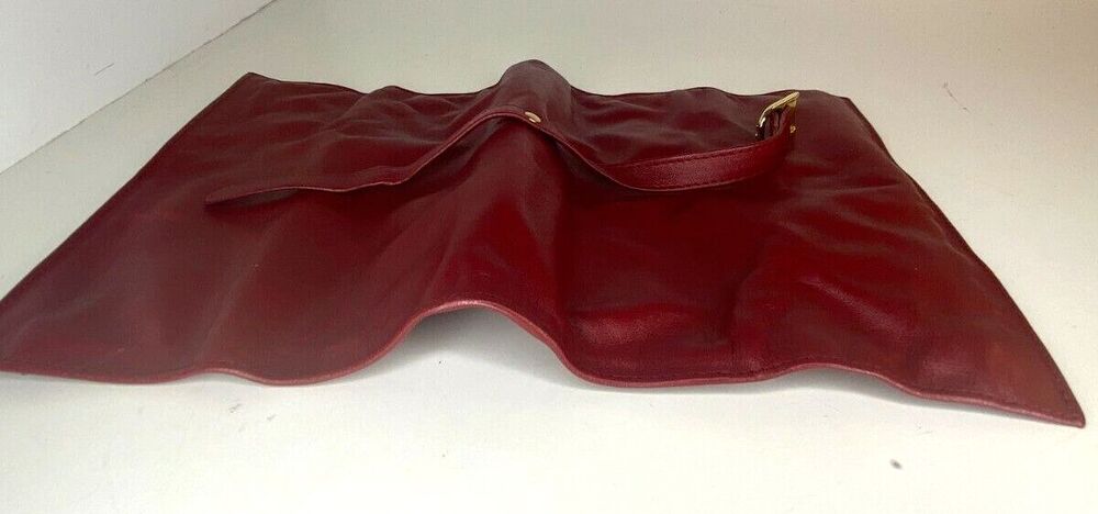Leather Organizer Red Brown Buckle Jewelry Roll Pouch Lot of 2 - Picture 9 of 14